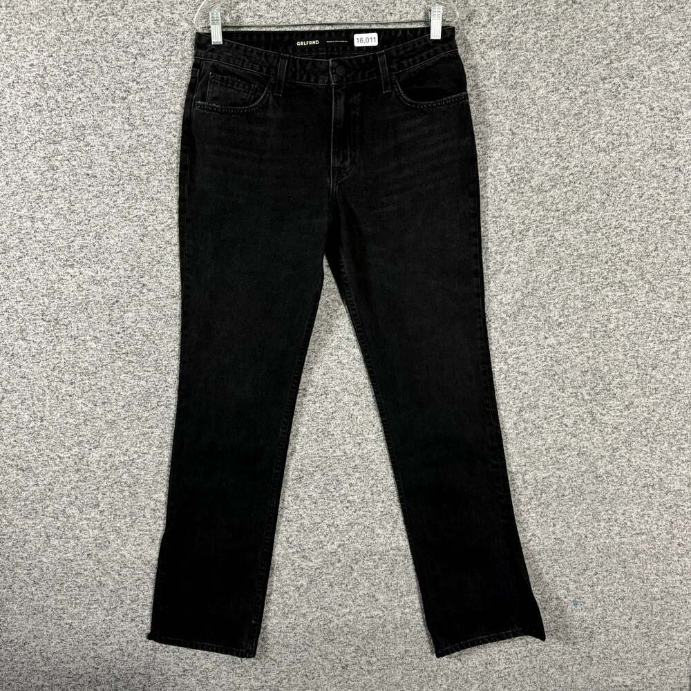 GRLFRND Women's Size 28 Black Cotton Hailey Low Rise Slim Boot With Slit Jeans
